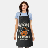 Altijd Halloween Zwarte Kat Pompoen Ontwerp Schort (Gedragen)