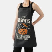 Altijd Halloween Zwarte Kat Pompoen Ontwerp Schort (Insitu)