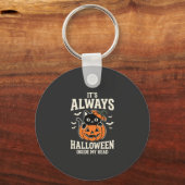 Altijd Halloween Zwarte Kat Pompoen Ontwerp Sleutelhanger (Voorkant)