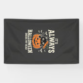 Altijd Halloween Zwarte Kat Pompoen Ontwerp Spandoek (Horizontaal)