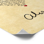 Altijd hartlied lyrische wandkunst afdrukken poster (Hoek)