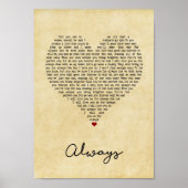 Altijd  hartlied lyrische wandkunst afdrukken poster (Voorkant)