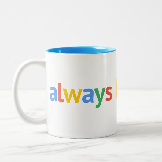 Altijd historiseren tweekleurige koffiemok (Links)