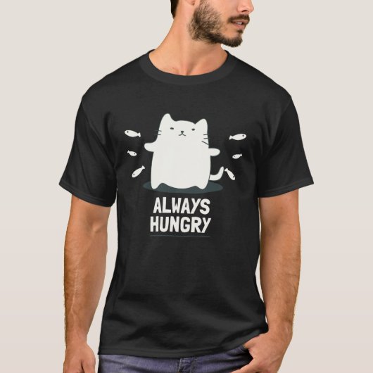 Altijd honger naar kat t-shirt (Voorkant)