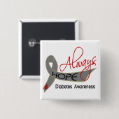 Altijd Hoop Diabetes Vierkante Button 5,1 Cm (Voorkant /achterkant)