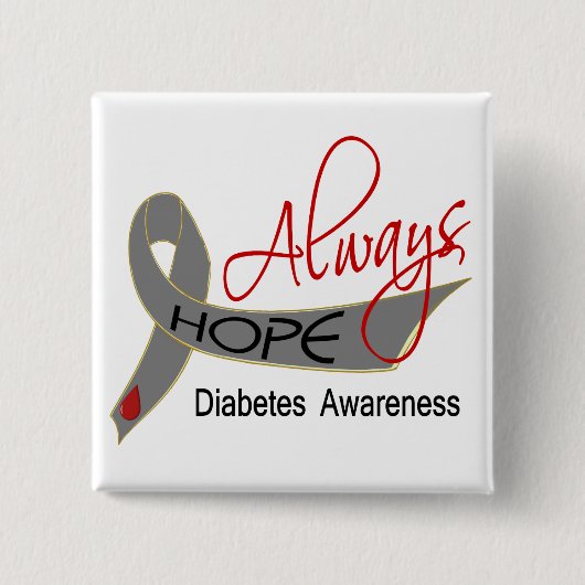 Altijd Hoop Diabetes Vierkante Button 5,1 Cm (Voorkant)