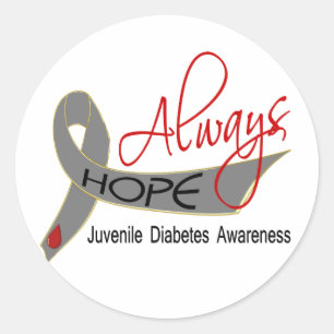 Altijd hopen op juveniele diabetes ronde sticker