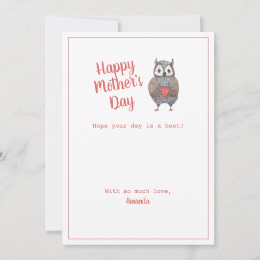 Altijd houden van je kutst owl Moederdag Kaart (Achterkant)