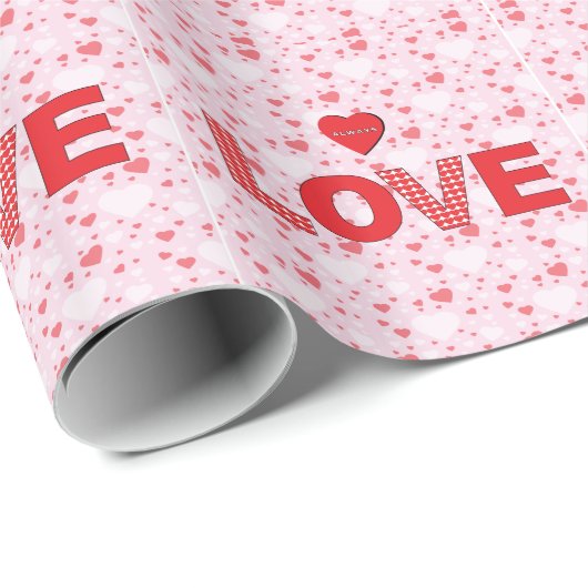 Altijd houden van rode harten Valentijnsdag Birthd Cadeaupapier (Rol Hoek)