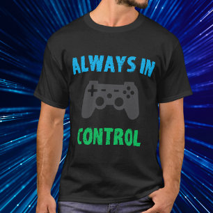 Altijd in controle Gamer Blauw Groen Grijs T-shirt