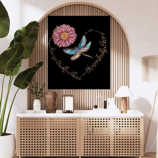 Altijd in gedachten altijd in het hart libel bloem perfect poster