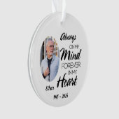 Altijd in mijn gedachten voor altijd in mijn hart  ornament (voorkant)