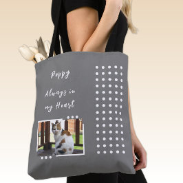 Altijd in mijn hart 2 foto huisdier liefhebber gri tote bag