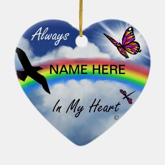 Altijd in mijn hart keramisch ornament (Achterkant)