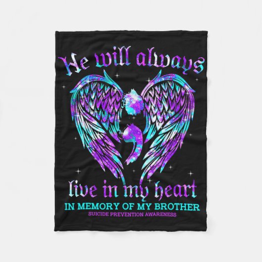 Altijd in mijn hart Mijn broer Zelfmoordpreventie  Fleece Deken (Voorkant)