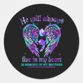 Altijd in mijn hart Mijn broer Zelfmoordpreventie  Ronde Sticker (Voorkant)