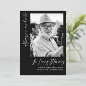 Altijd in ons hart 2-foto begrafenis/gedenkteken bedankkaart (Staand voorkant)