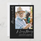 Altijd in ons hart 2-foto begrafenis/gedenkteken bedankkaart (Voorkant)