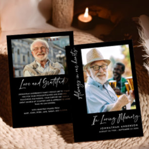 Altijd in ons hart 2-foto begrafenis/gedenkteken bedankkaart