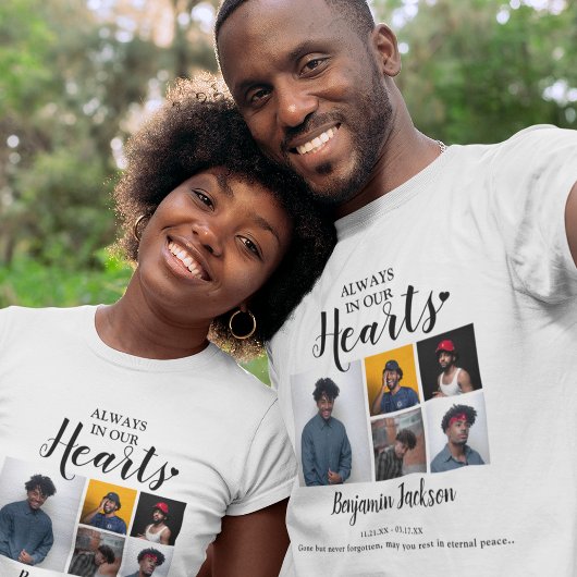 Altijd in ons hart | 6 Fotocollage | gedenkteken T-shirt