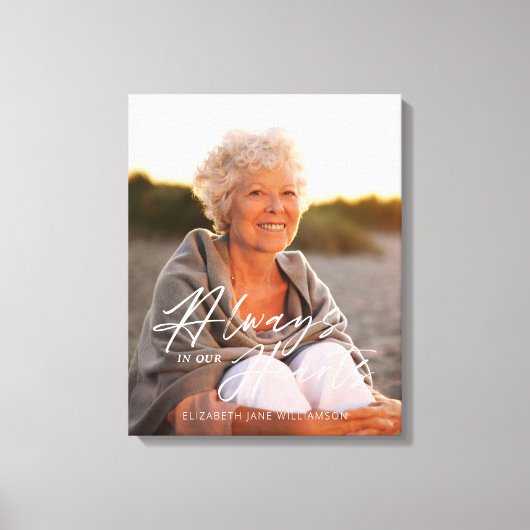 Altijd in ons hart Foto Memorial Keepslag Canvas Afdruk (Voorkant)