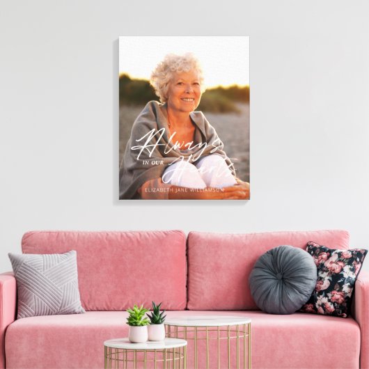 Altijd in ons hart Foto Memorial Keepslag Canvas Afdruk (Insitu (Woonkamer))