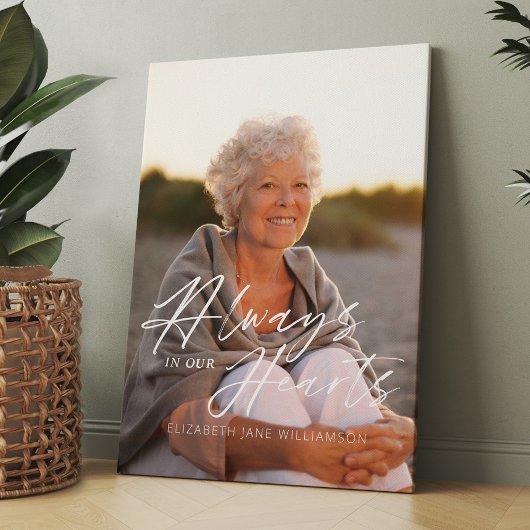 Altijd in ons hart Foto Memorial Keepslag Canvas Afdruk