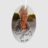 Altijd in ons hart Foto Memorial Keepslag Ornament (voorkant)