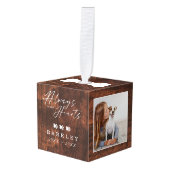 Altijd in ons hart Foto's Memorial Woodgrain Decoratie (Voorkant hoekig)