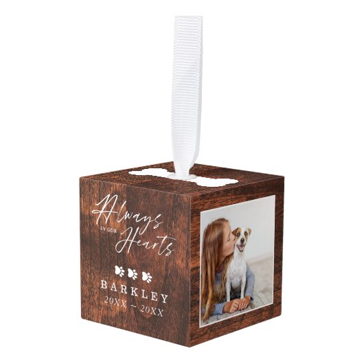 Altijd in ons hart Foto's Memorial Woodgrain Decoratie (Voorkant hoekig)
