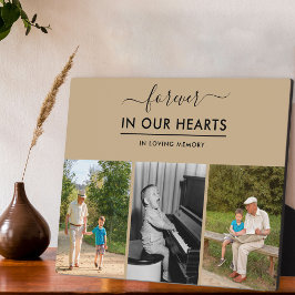 Altijd in ons Hart Herdenkingsfoto Neutraal Beige Fotoplaat