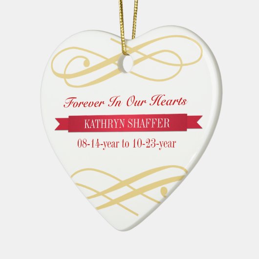Altijd in ons hart herinnering aan gedenkgewoonten keramisch ornament (Links)