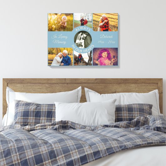 Altijd in ons hart Herinnering Foto Collage Canvas Afdruk (Insitu (Slaapkamer))
