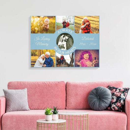 Altijd in ons hart Herinnering Foto Collage Canvas Afdruk (Insitu (Woonkamer))