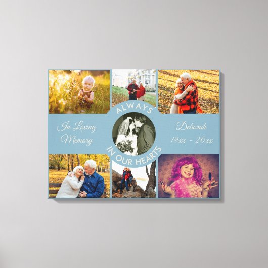 Altijd in ons hart Herinnering Foto Collage Canvas Afdruk (Voorkant)