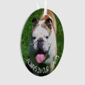 Altijd in ons hart, hondenherdenking ornament (voorkant)