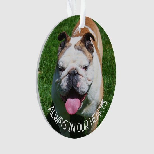 Altijd in ons hart, hondenherdenking ornament (voorkant)