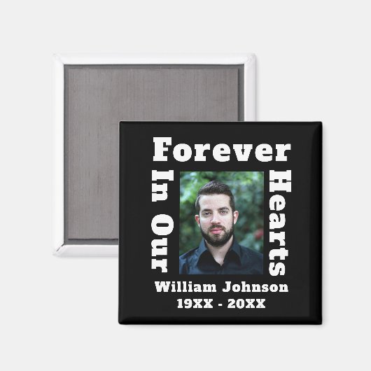 Altijd in ons hart in het houden van geheugenfotob magneet (Voorkant / Achterkant)