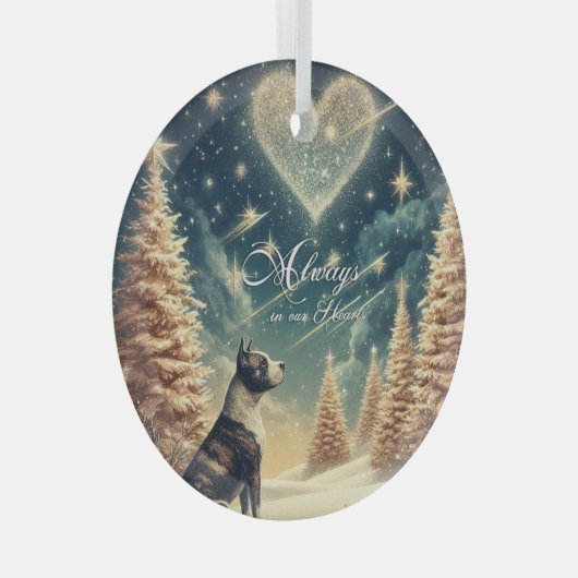 Altijd in ons Hart Kerst Ornament Pit bull  (Voorkant Rechts)