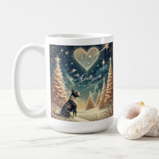 Altijd in ons Hart Kerst Ornament Pitbull Koffiemok (Met donut)