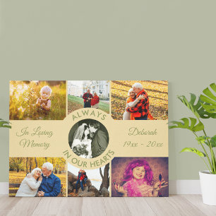Altijd in ons hart Memorial Photo Collage Canvas Afdruk