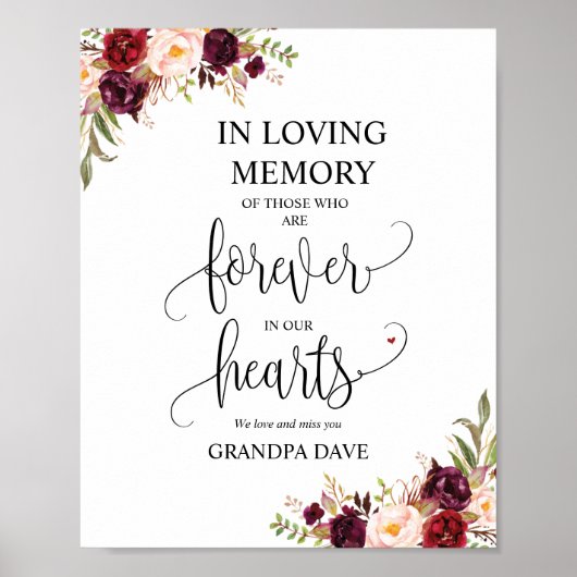 Altijd in ons hart Memorial Sign v4 Poster (Voorkant)