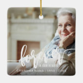 Altijd in ons hart met 2 foto's keramisch ornament (Achterkant)