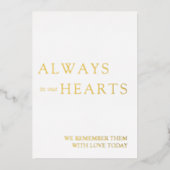 Altijd in ons hart minimalistisch trouwteken folie feestdagenkaart (Voorkant)