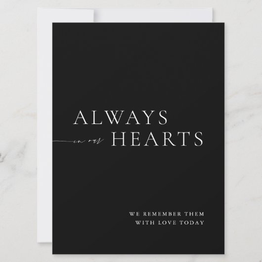 Altijd in ons hart minimalistisch trouwteken kaart (Voorkant)