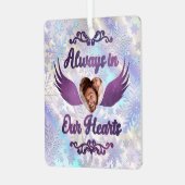 Altijd in ons hart - Persoonlijke herdenkingsfoto Metalen Ornament (Voorkant links)