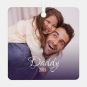 Altijd in ons hart - Persoonlijke herdenkingsfoto Metalen Ornament (Achterkant)