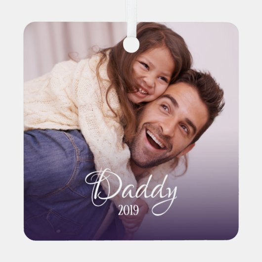 Altijd in ons hart - Persoonlijke herdenkingsfoto Metalen Ornament (Achterkant)