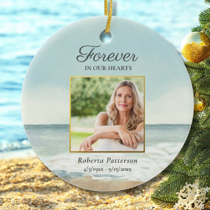 Altijd in ons hart strand begrafenis herdenkingsfo keramisch ornament