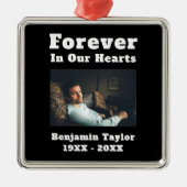 Altijd in ons hart tekst in het houden van geheuge metalen ornament (Voorkant)